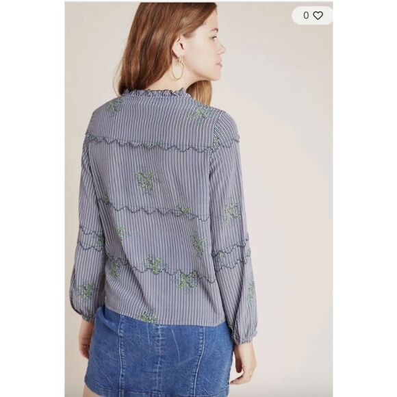 Anthropologie DOLAN Blue Button Up Long Sleeve Top Size Large - Picture 3 of 11